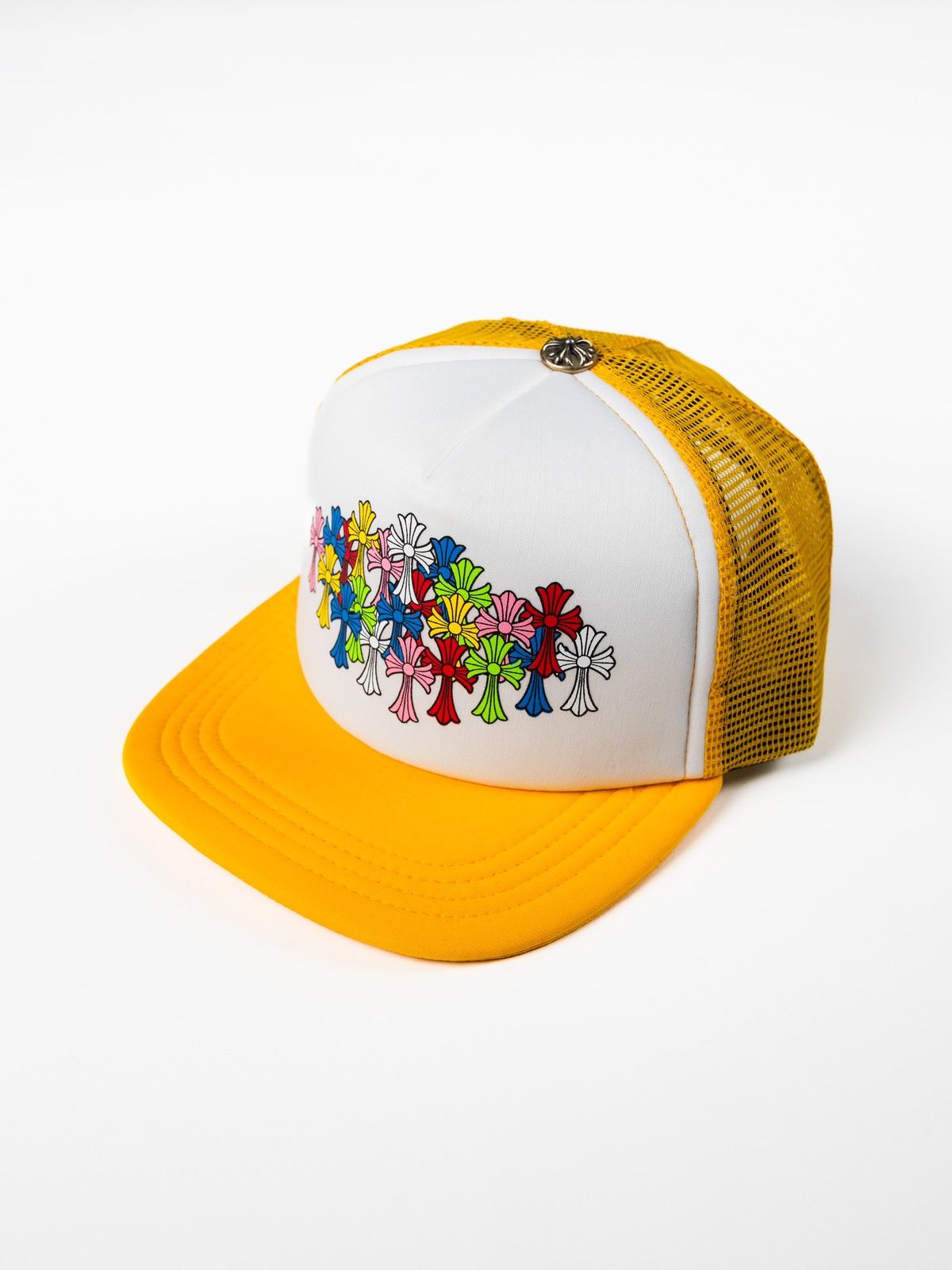 Pre-owned Chrome Hearts Multi Color Cross Trucker Hat Yellow