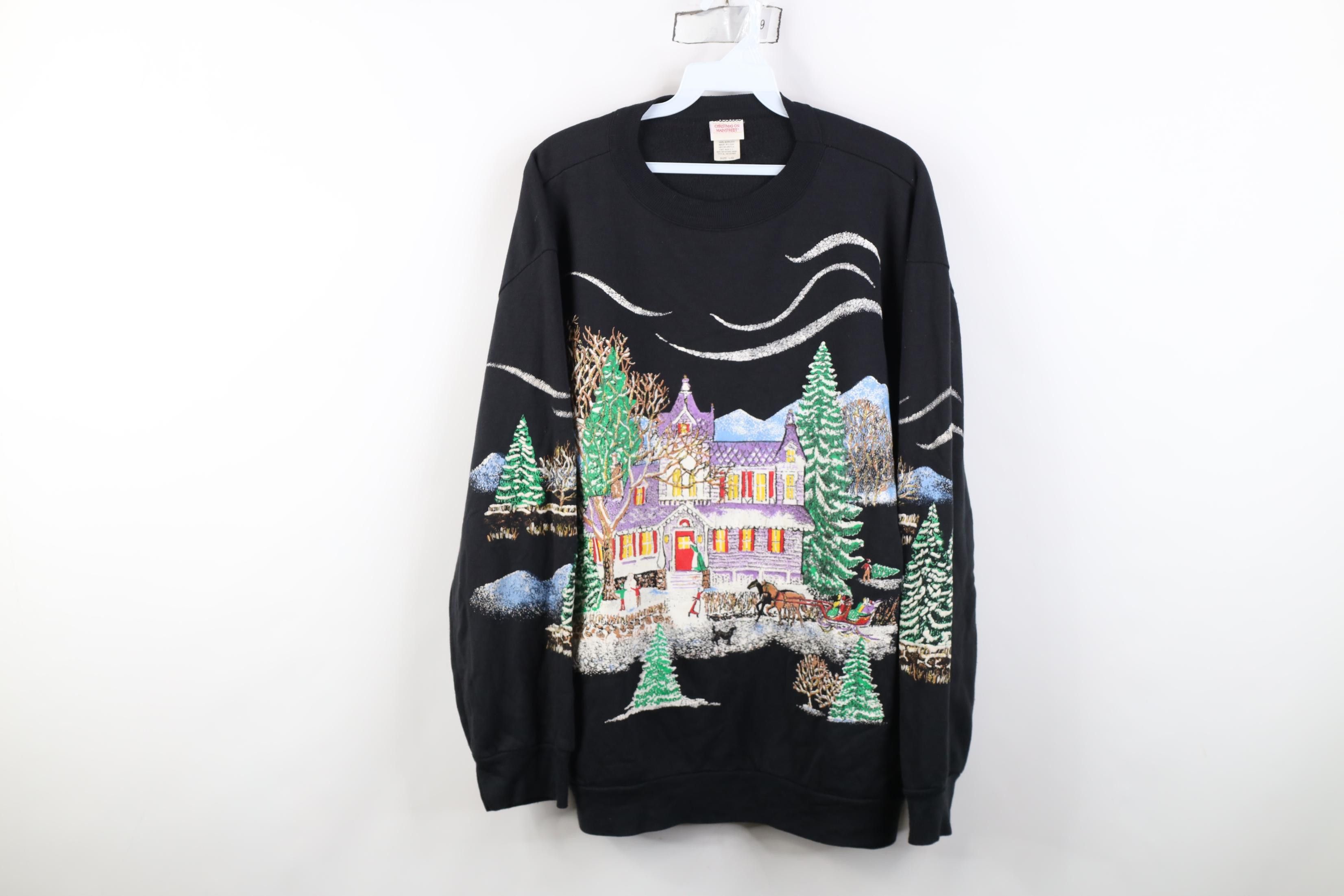 Vintage Vintage 90s Streetwear Town All Over Print Sweatshirt USA Size L / US 10 / IT 46 - 1 Thumbnail