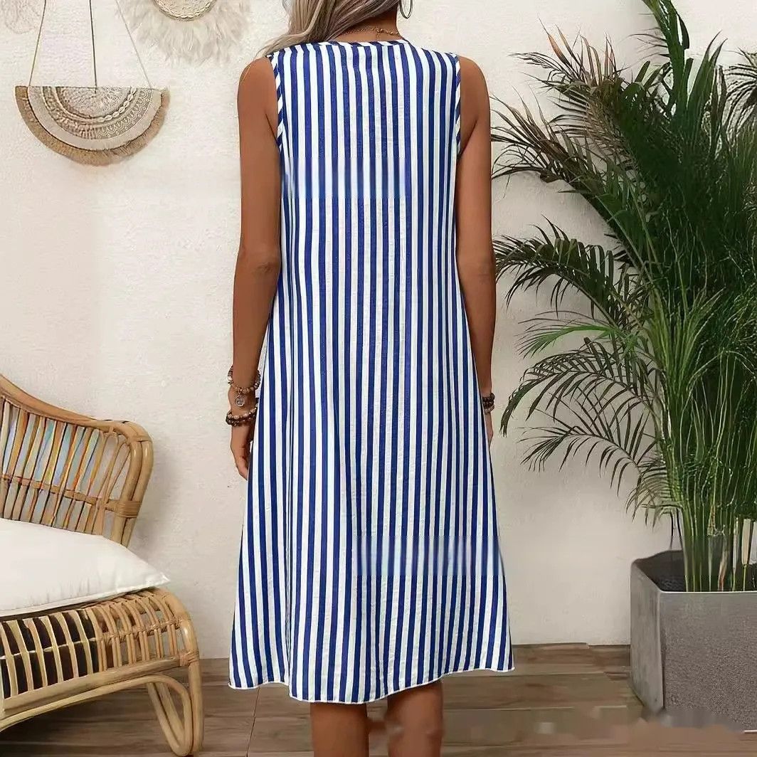 Other Summer Blue And White Striped Casual Loose Dress Size S / US 4 / IT 40 - 2 Thumbnail