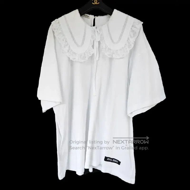 Miu Miu Miu Miu White Summer Cotton Lace Tee . Size XXS / US 00 / IT 34 - 1 Thumbnail