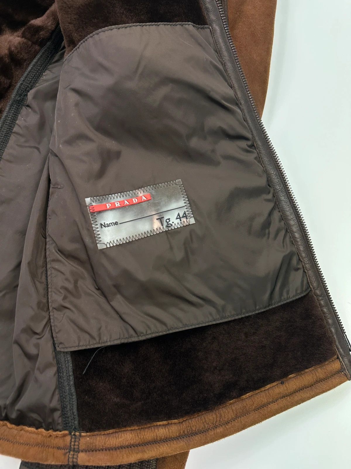Prada Prada Sport FW01-05 Brown Leather & Wool Belted Coat Size L / US 10 / IT 46 - 14 Thumbnail