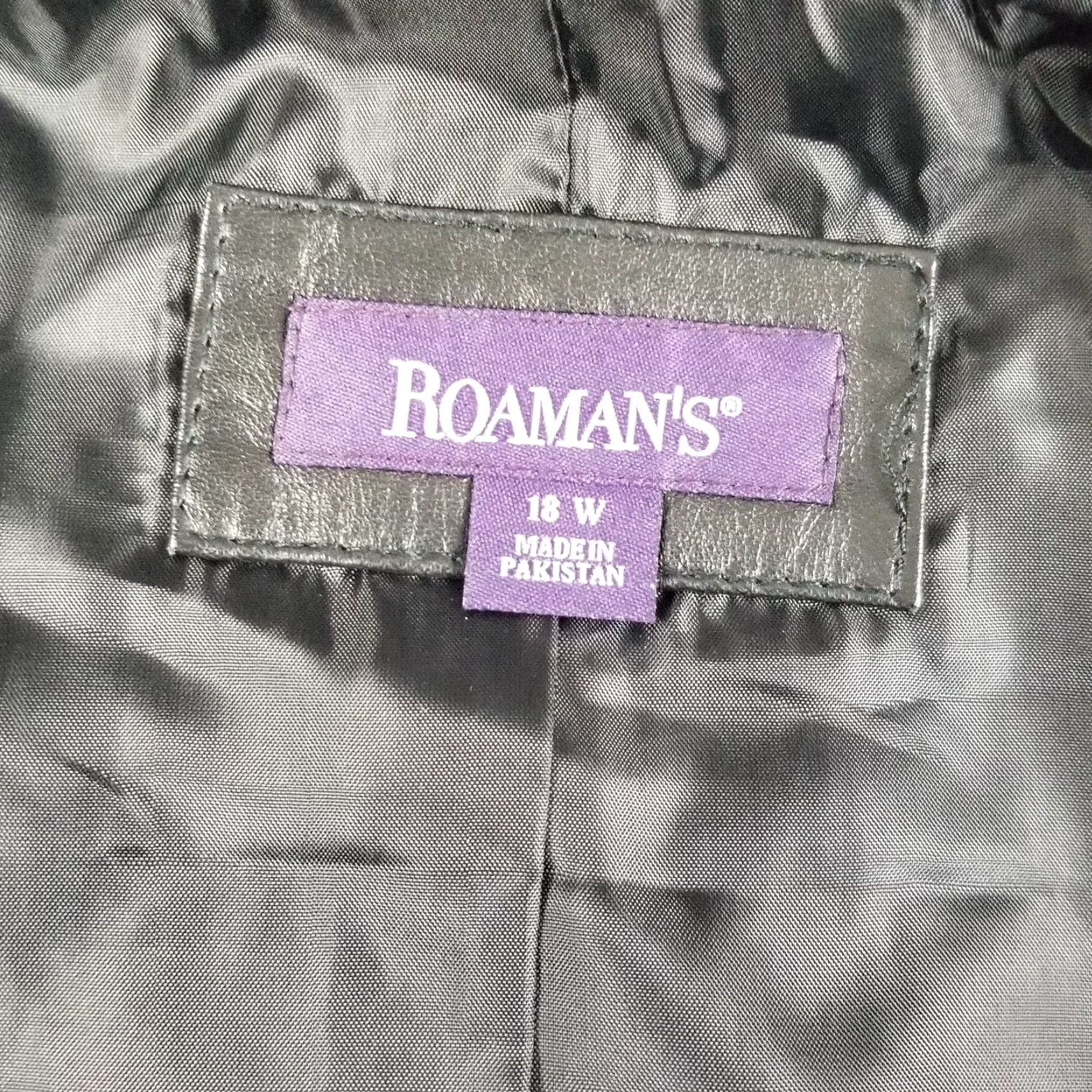 Vintage Roaman's Jacket Genuine Leather A-line Coat 18W 1X Plus Size Black NWT Motorcycle Outdoor Leather Jacket with Front Zipper Genuine leather jacket Size XXL / US 16-18 / IT 52-54 - 6 Thumbnail