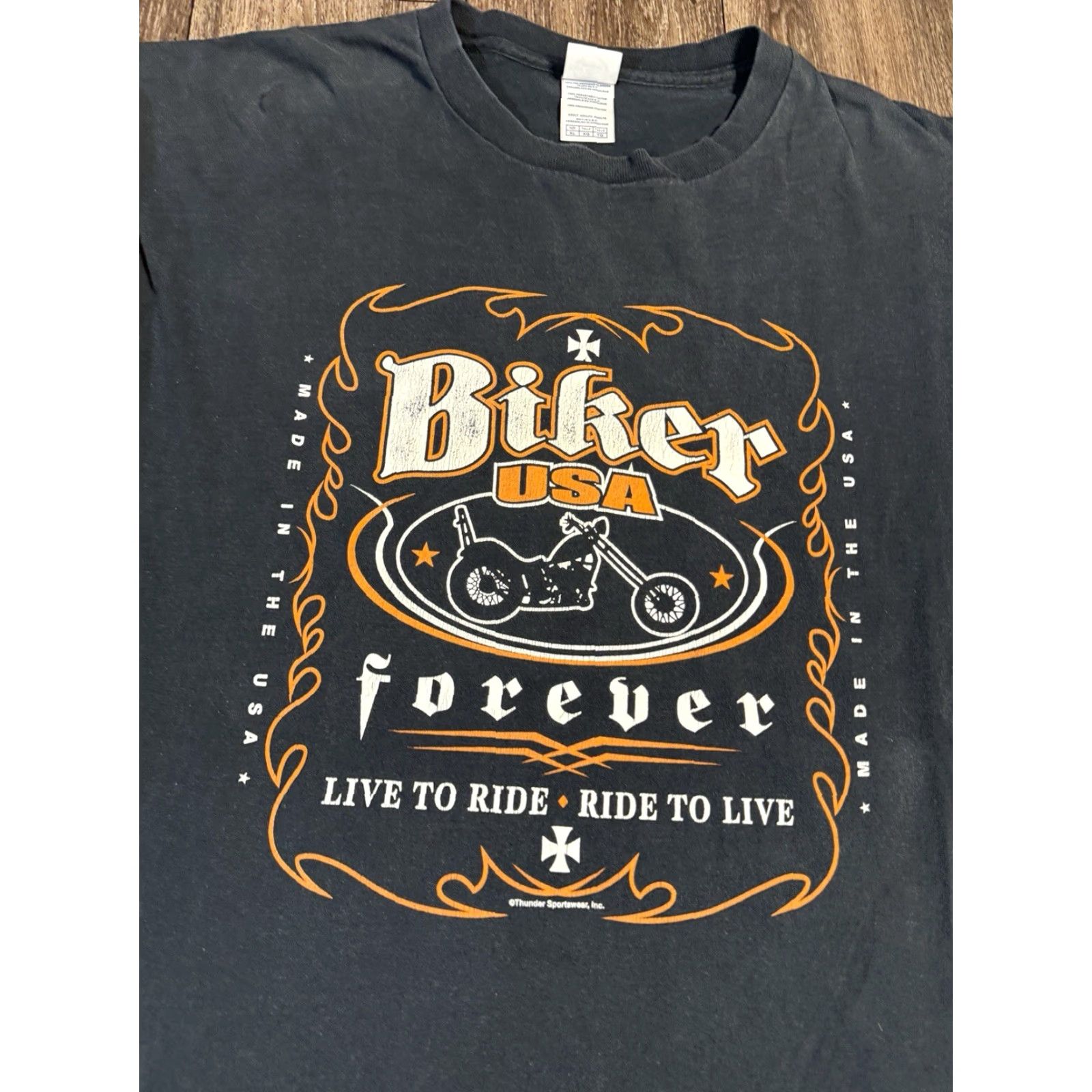 Delta VINTAGE Biker T-Shirt Black XL Men Long Sleeve 2000s Forever Y2K Delta Size US XL / EU 56 / 4 - 3 Thumbnail