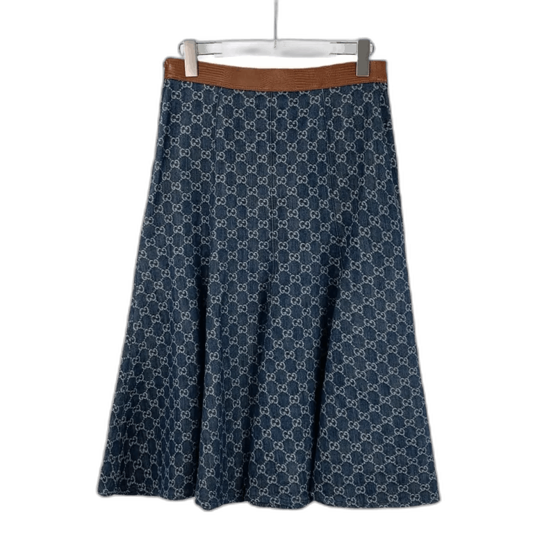 Gucci Gucci Dark Blue Logo Cotton Denim Skirt Size 42" / US 20 - 1 Thumbnail