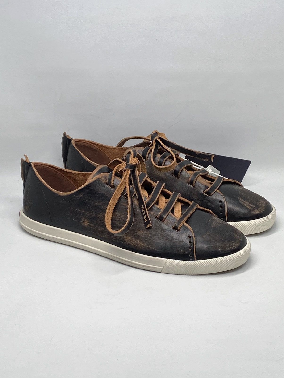 Prada Prada Distressed Low-Top Leather Sneakers size 38.5 Size US 8.5 / IT 38.5 - 7 Thumbnail