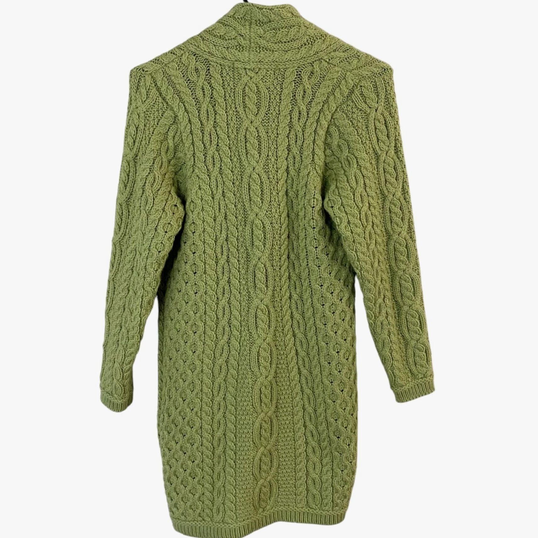 Vintage VINTAGE Aran Crafts Merino Wool Cable-Knit Cardigan Sweater Womens XXS Green Button-Collar Bohemian Classic Size XXS / US 00 / IT 34 - 4 Thumbnail
