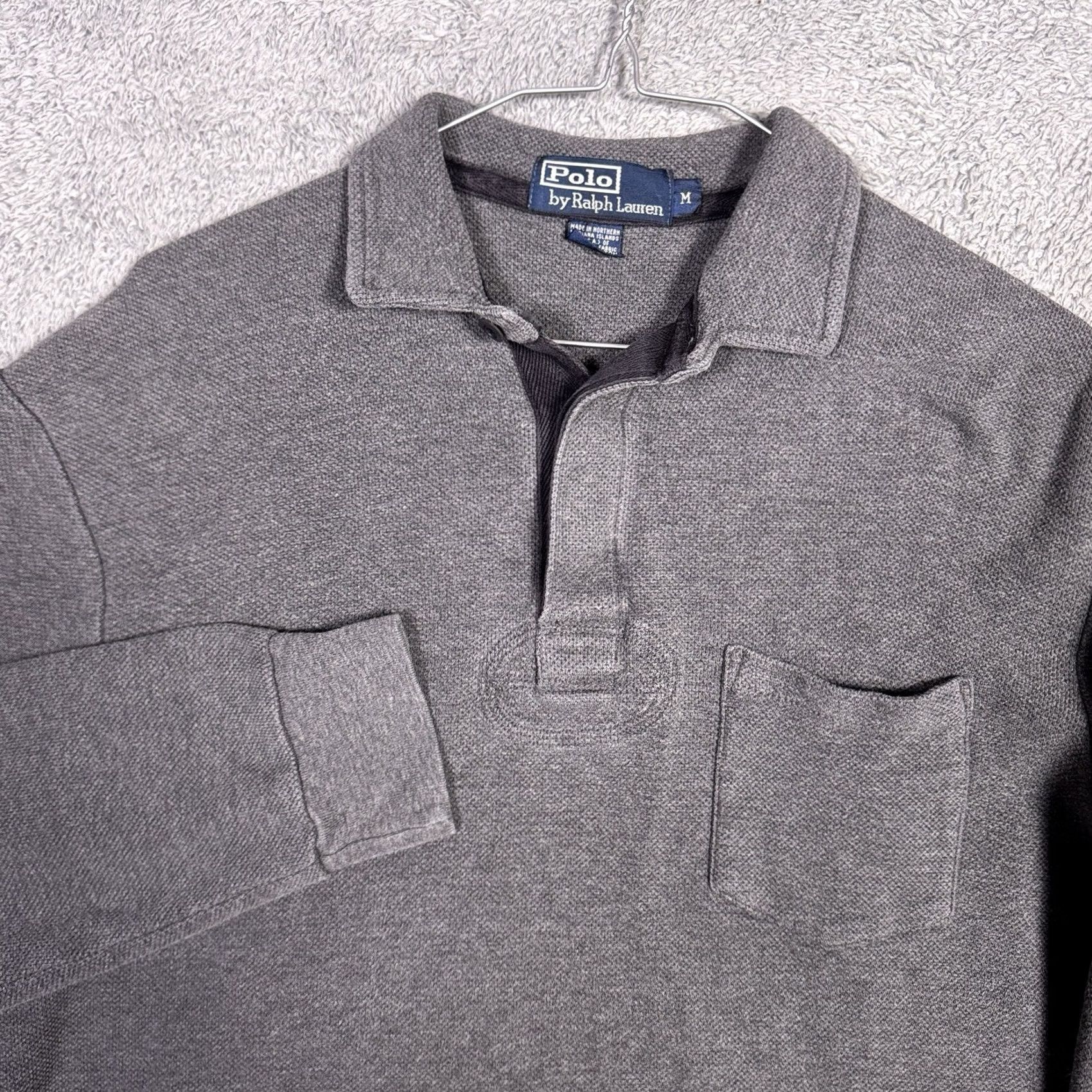 Polo Ralph Lauren VINTAGE Polo Ralph Lauren Shirt Mens M Gray Rugby 90s Sweater Pocket Knit Pullover Size US M / EU 48-50 / 2 - 2 Thumbnail
