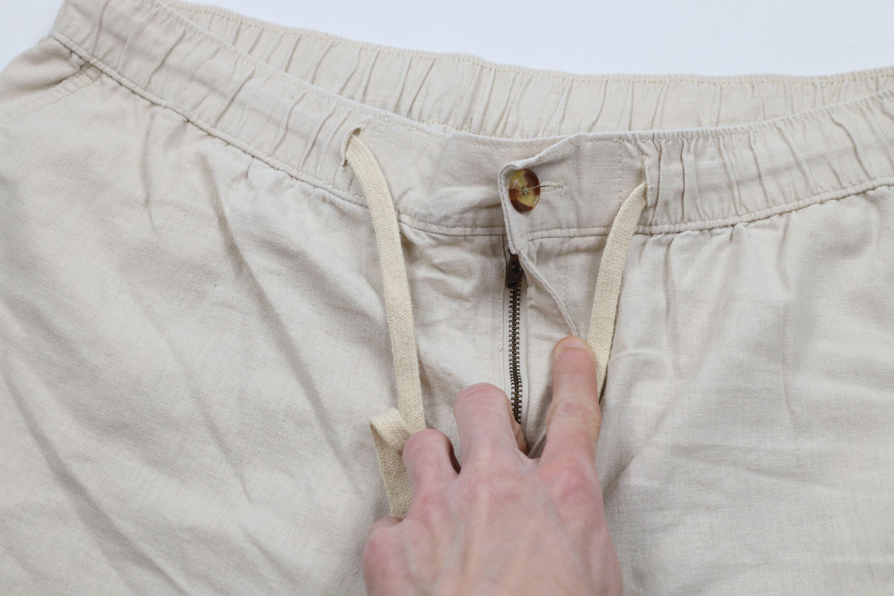 Vintage Vintage 90s Y2K Streetwear Fit Linen Blend Shorts Beige Size US 36 / EU 52 - 5 Thumbnail