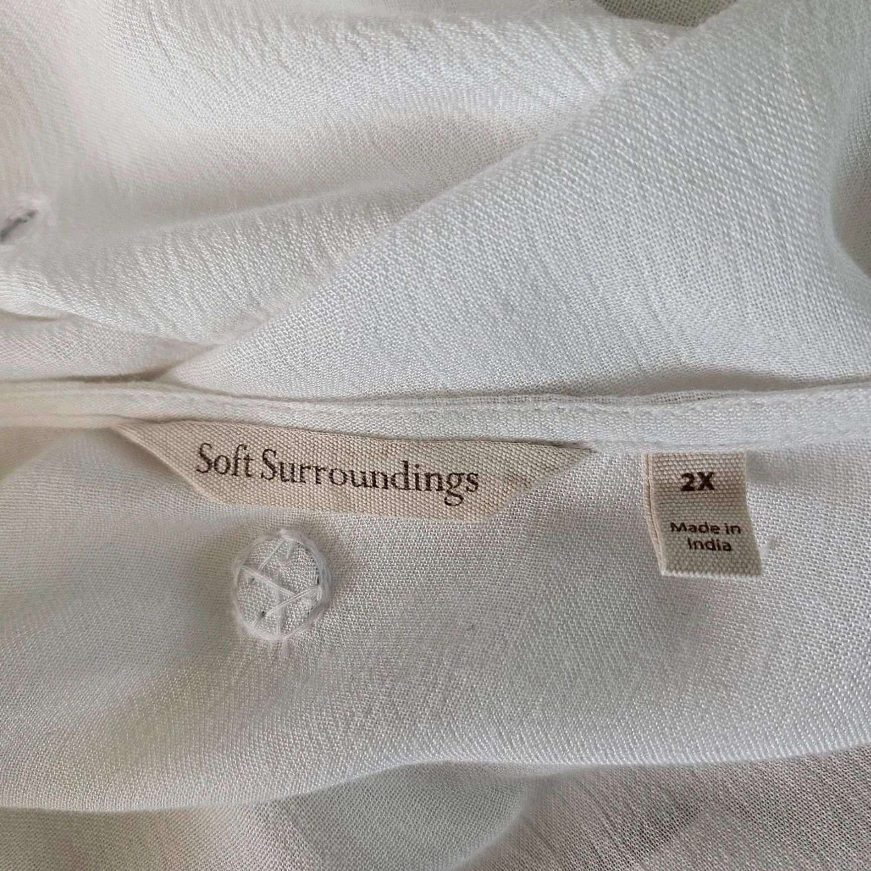 Soft Surroundings Soft Surroundings Blouse Kimono Womens 2X White Rayon Long Sleeve Plus Size XXL / US 16-18 / IT 52-54 - 6 Thumbnail