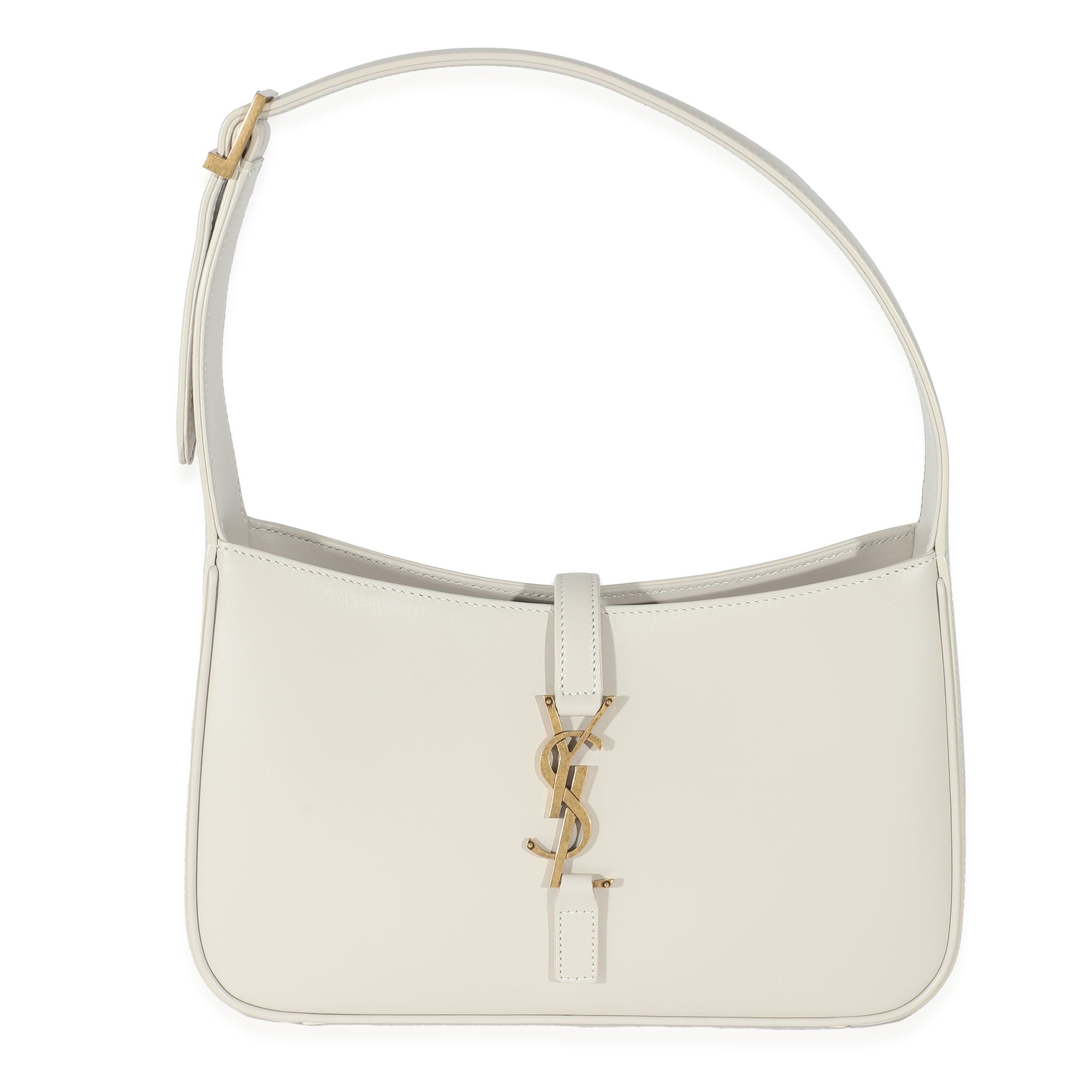 image of YVES Saint Laurent Blanc Vintage Smooth Calfskin Le 5 A 7 Hobo in White, Women's