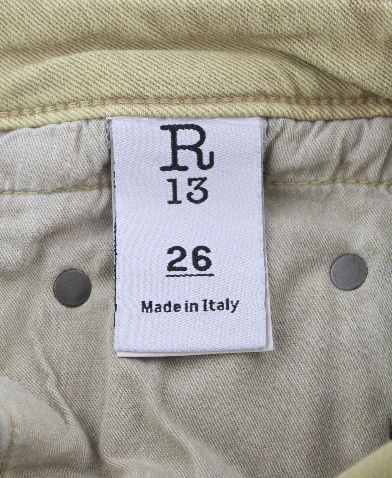 R13 BOY STRAIGHT 26 Khaki Stretchy Washed Ankle Logo 86295 Size 26" / US 2 / IT 38 - 9 Thumbnail