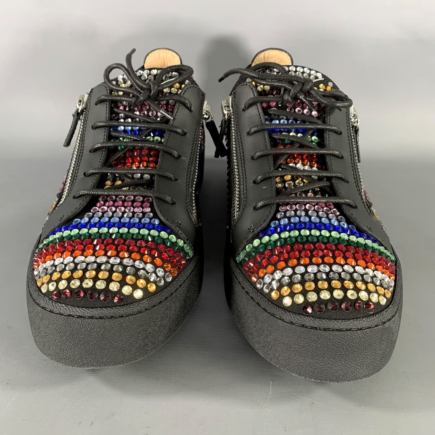 Giuseppe Zanotti GIUSEPPE ZANOTTI Sneakers Size 13 Black Studded Multi Color Mixed Fabrics Zip Mens Size US 13 / EU 46 - 4 Thumbnail