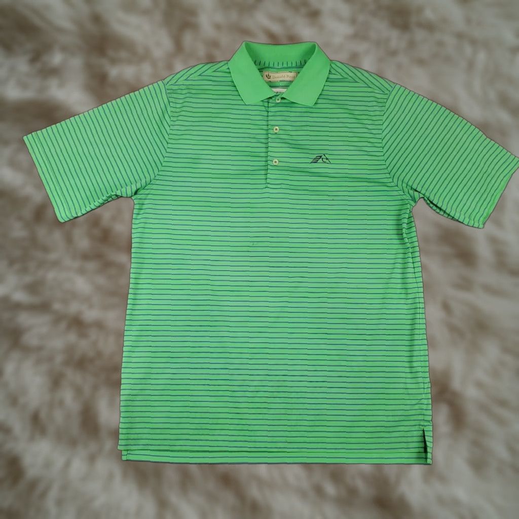 Vintage Donald Ross Polo Shirt Mens Size Medium Green Striped Casual Golf Short Sleeve * Size US M / EU 48-50 / 2 - 1 Thumbnail