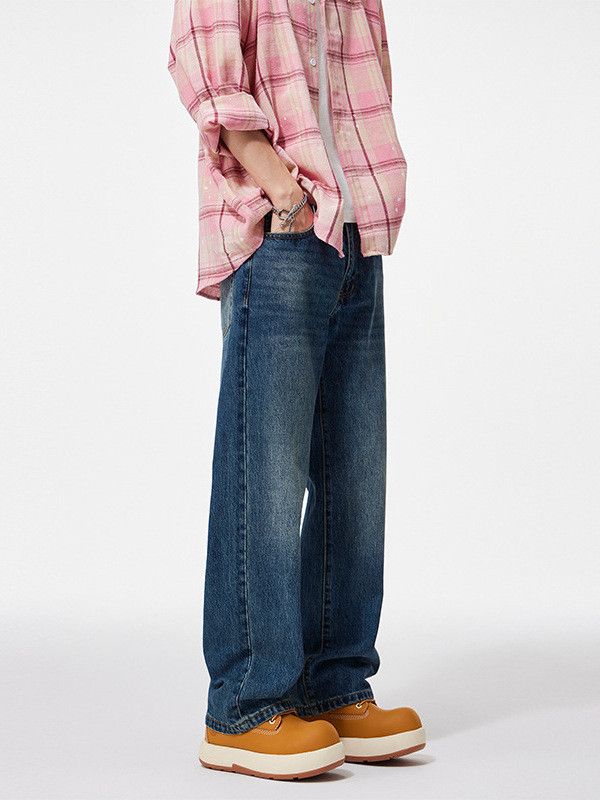Japanese Brand Cleanfit Men's Retro Washed Loose Casual Straight Jeans Size US 32 / EU 48 - 2 Thumbnail