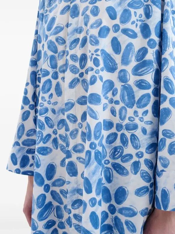 Marni o1w1db11125 Floral-Print Shirt Dress in Blue Size L / US 10 / IT 46 - 5 Thumbnail