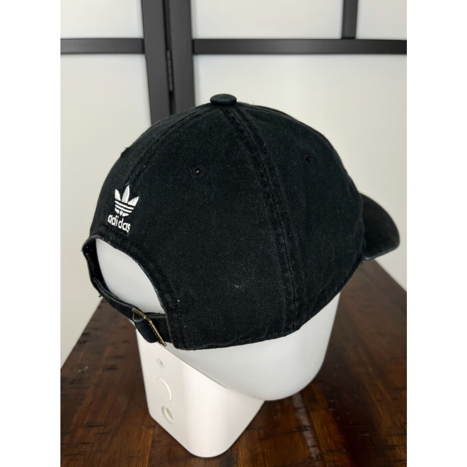 Adidas adidas Hat Cap Strap Back Adult One Size Black Cotton Twill Trefoil Embroidered Size ONE SIZE - 7 Thumbnail