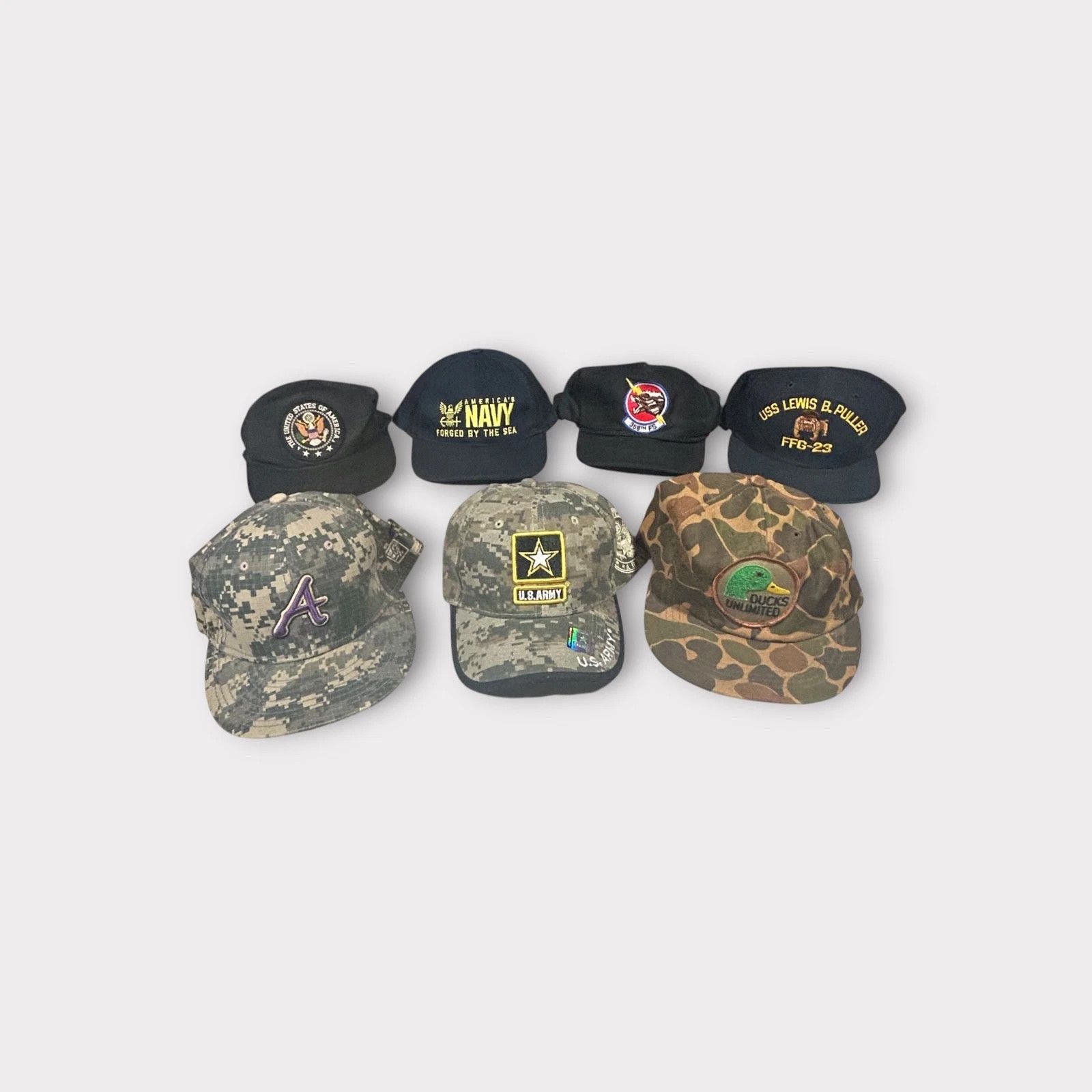 Hat Club Lot of 7 Army Military Camo Platoon Hat Vintage VTG Reseller Size ONE SIZE - 1 Thumbnail
