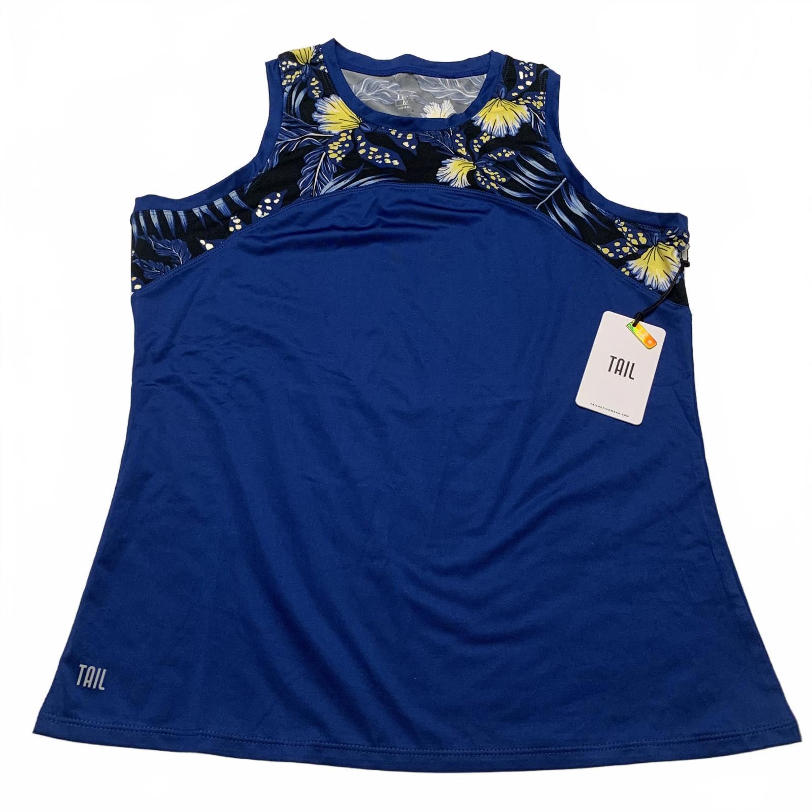 TAIL Women's Sz M Debbie Blue Jungle Sleeveless Floral Top