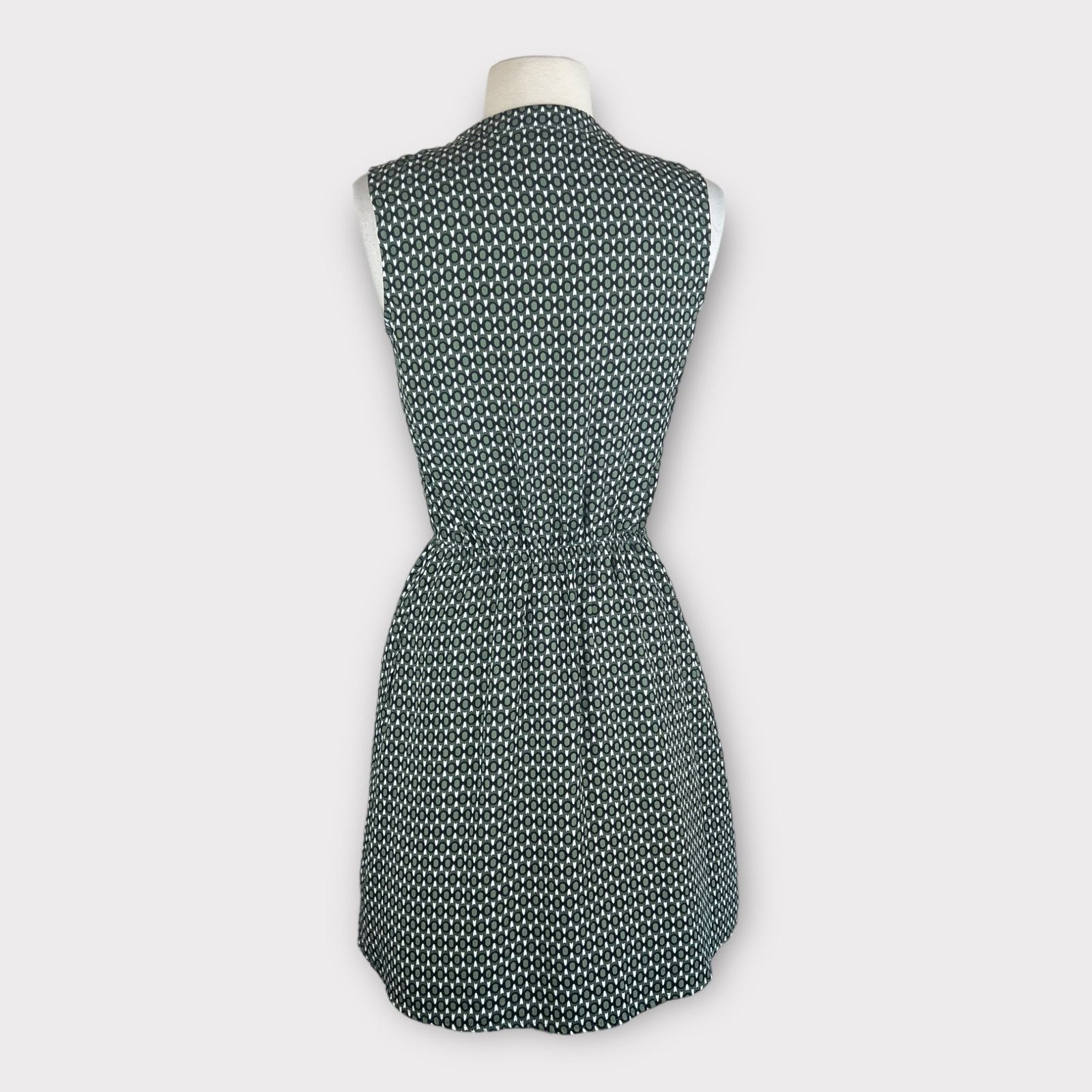 Merona Merona | Olive Green Geometric Print Dress with Pockets Size XS / US 0-2 / IT 36-38 - 3 Thumbnail
