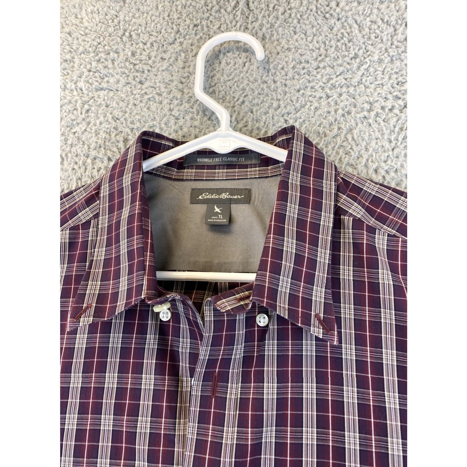Eddie Bauer Eddie Bauer Button-Down Shirt Men LT Tall Plaid Maroon Long Sleeve 82-36 Size L TALL Mens Size US L / EU 52-54 / 3 - 5 Thumbnail