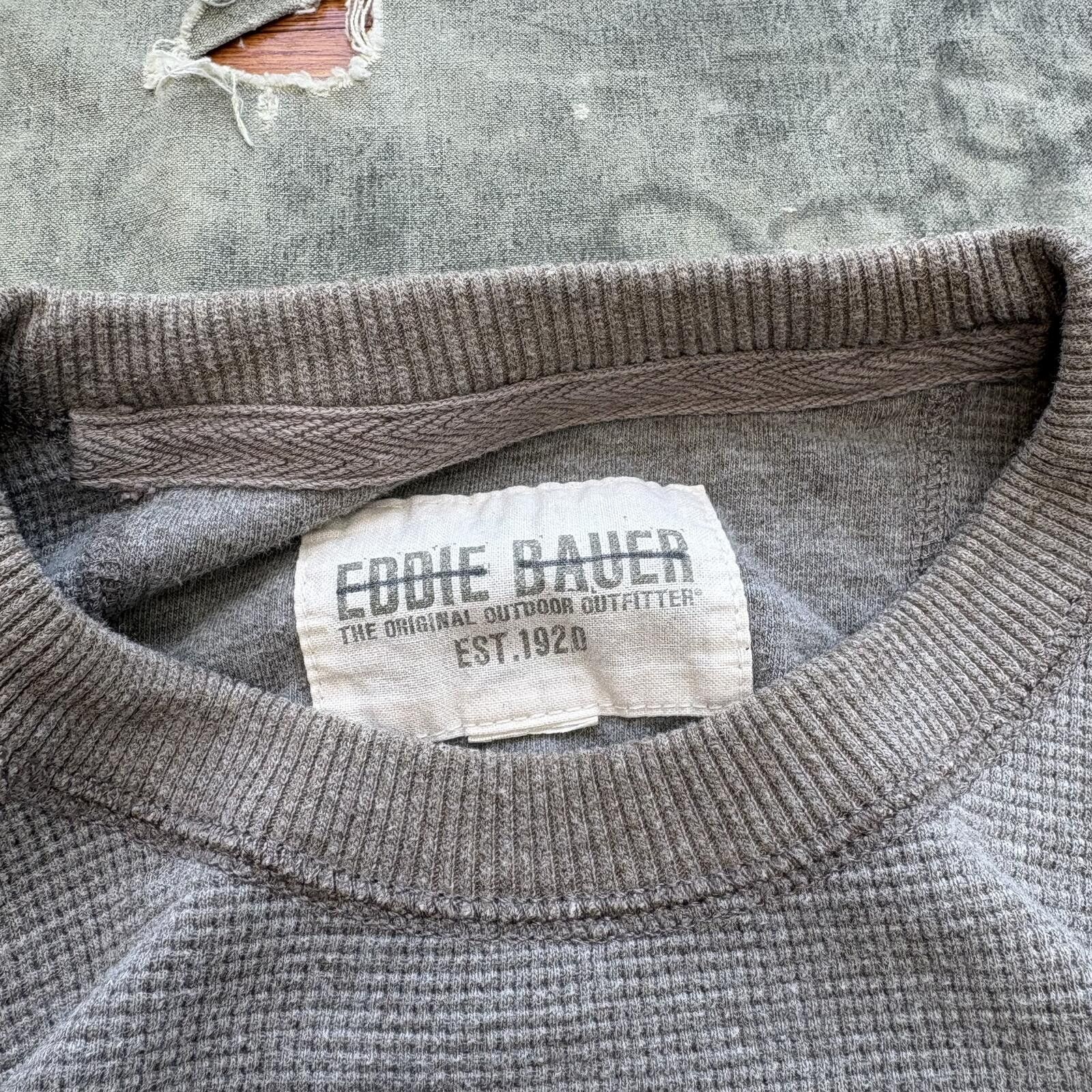 Eddie Bauer Vintage Y2K Beige Eddie Bauer Thermal Grunge Waffle Shirt Size US M / EU 48-50 / 2 - 2 Thumbnail