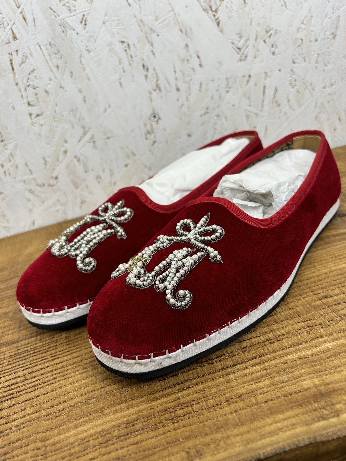 Gucci Gucci Velvet Loafers Low Top Shoes Sneakers Red 8.5 US Size US 8.5 / EU 41-42 - 2 Thumbnail