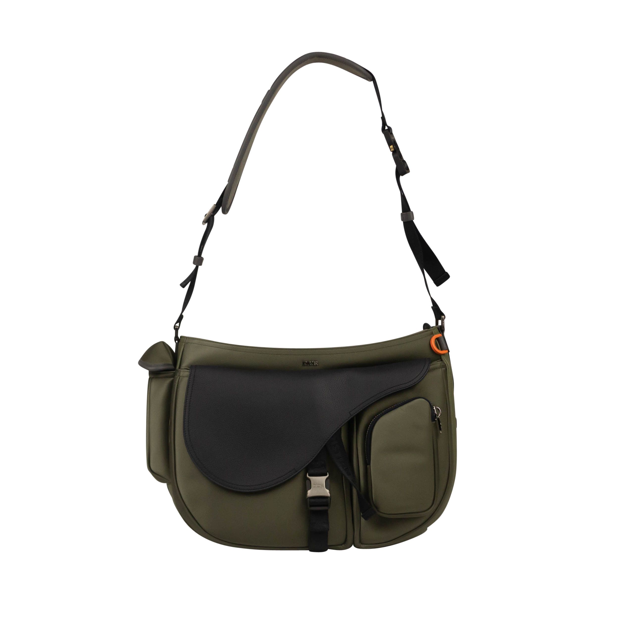 image of Dior Olive Green Leather Saddle Soft Bag Size Os, Men's