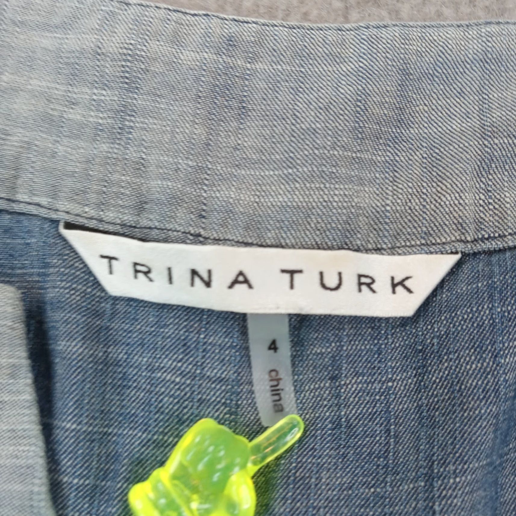 Trina Turk Trina Turk Dress Womens Size 4 Blue Sleeveless Shift V-Neck Casual Linen Dress Size S / US 4 / IT 40 - 5 Thumbnail