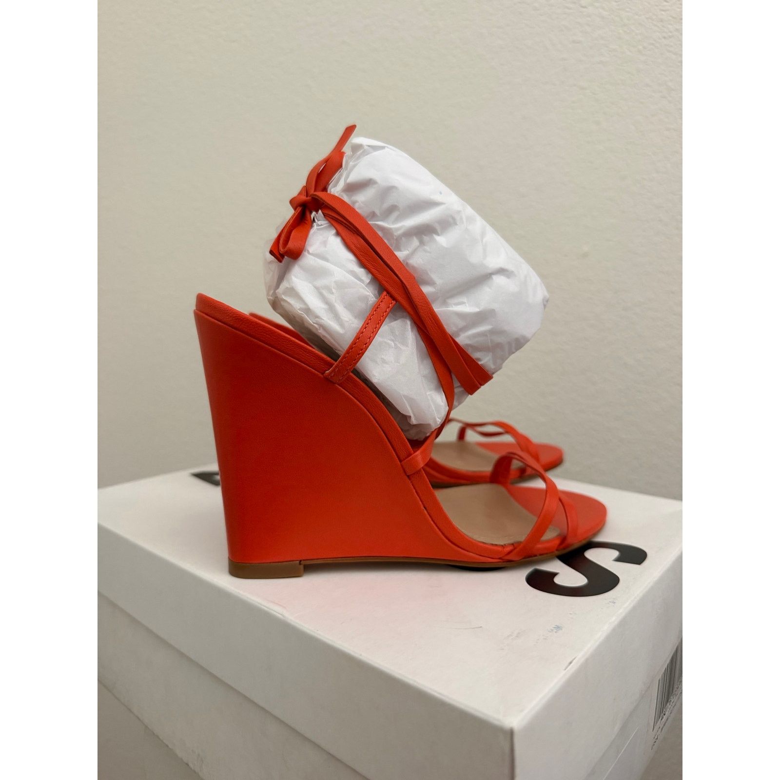 SCHUTZ Schutz Leather Heeled Sandals Deonne flame orange sz 7 Size US 7 / IT 37 - 6 Thumbnail