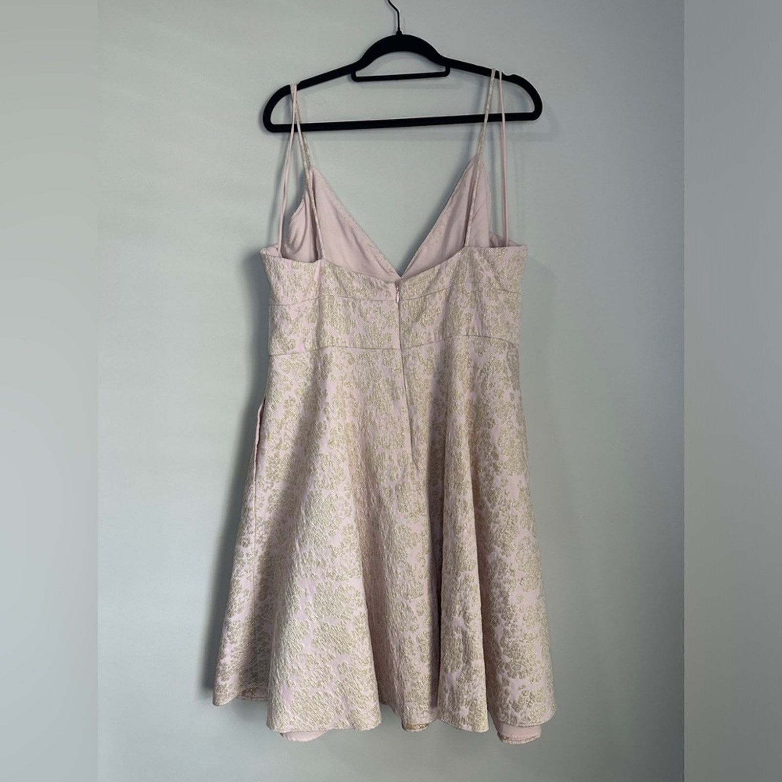 Badgley Mischka Badgley Mischka Size 18 Pink Golden Jacquard Mini Dress Size XXL / US 16-18 / IT 52-54 - 8 Thumbnail