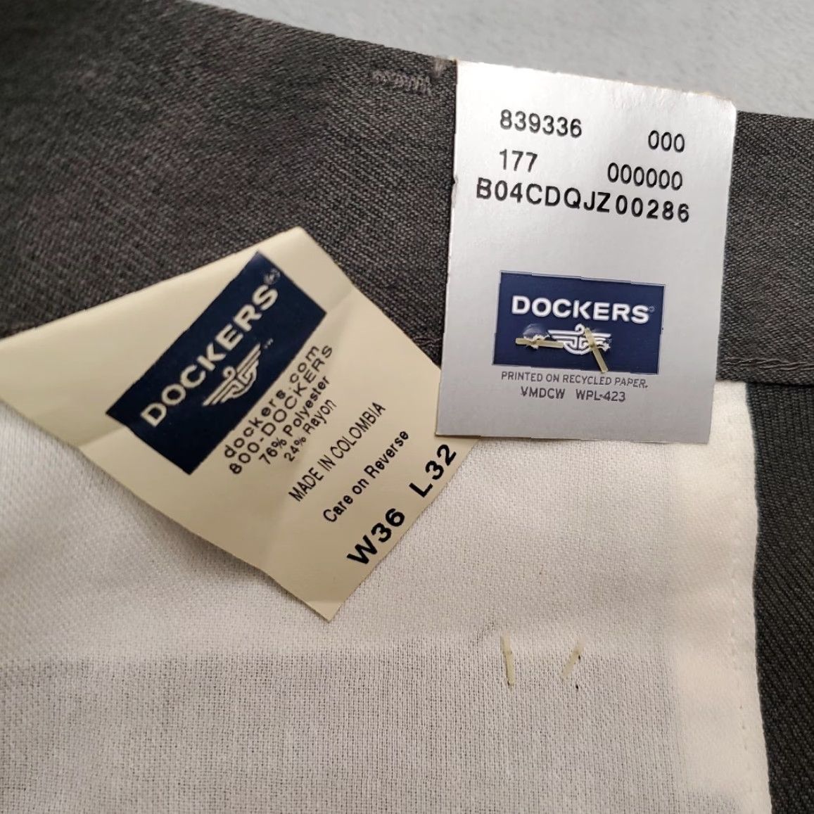 Dockers Dockers Pants Adult 36x32 Gray Dress Pleated Relaxed Cuffed Belt Loops Zip Straight Leg Solid Mens Size US 36 / EU 52 - 4 Thumbnail