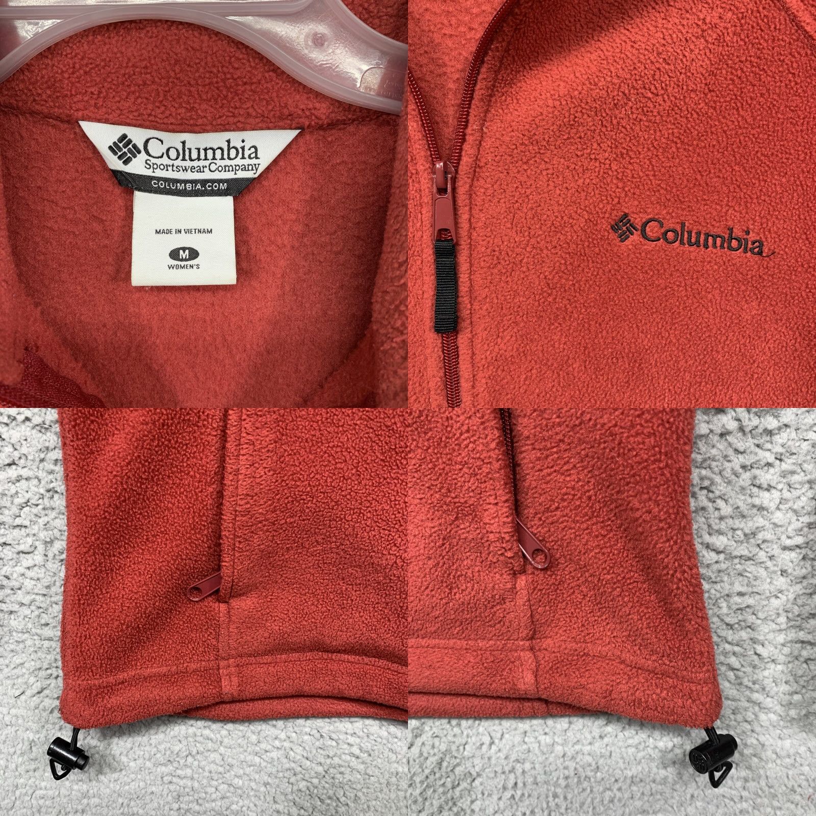 Vintage Columbia Fleece Jacket Womens Full Zip M Orange/Red Zip Pockets Side Pull Cords Size M / US 6-8 / IT 42-44 - 8 Thumbnail
