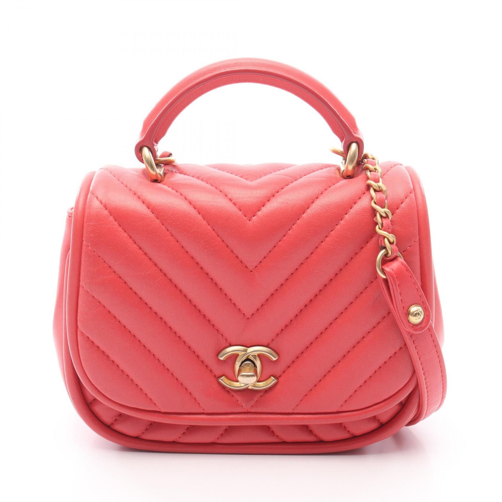 Chanel Chanel Chanel Chevron V Stitch Lambskin Shoulder Bag Leather Shoulder Bag Size ONE SIZE - 1 Thumbnail