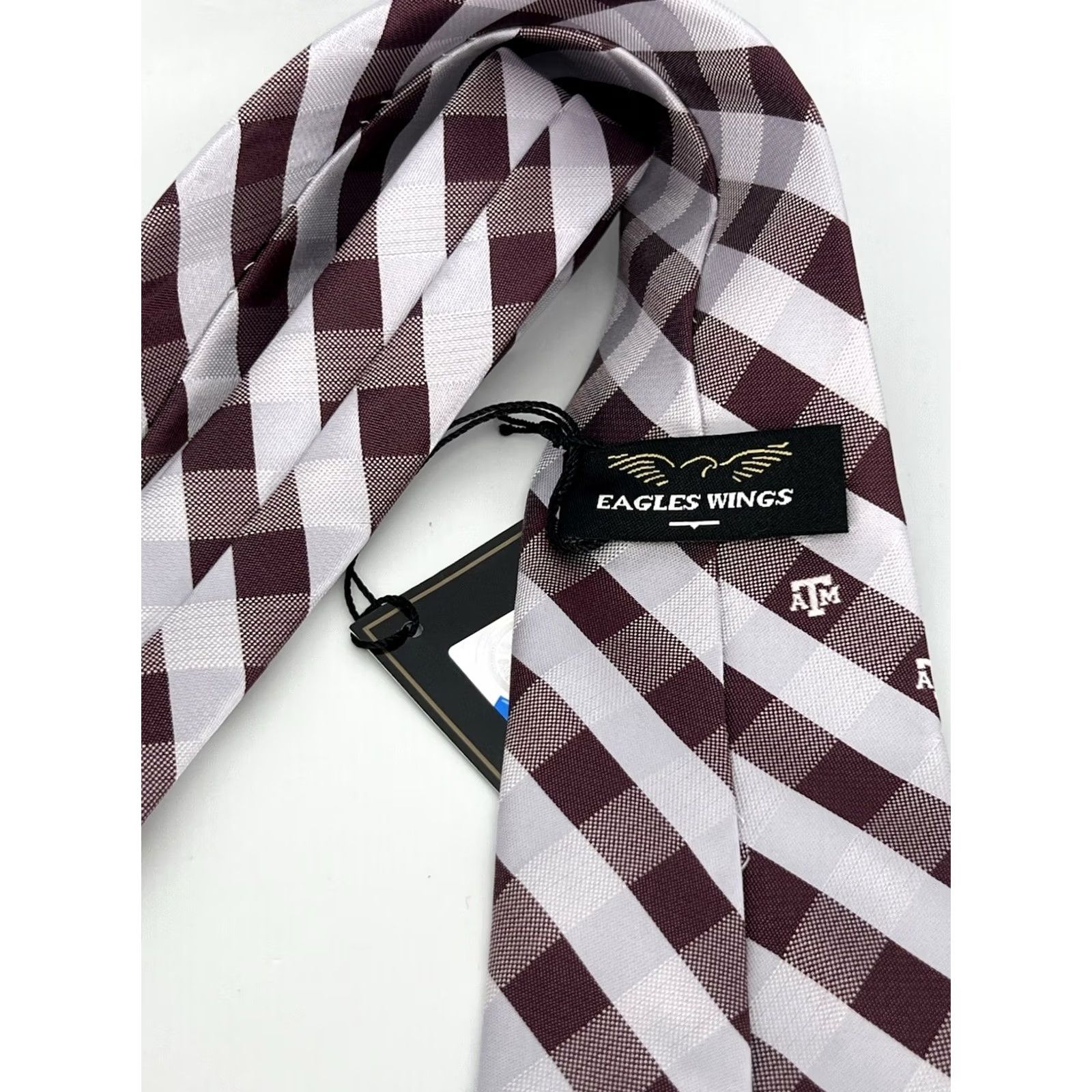 Vintage TEXAS A&M AGGIES Eagles Wings Maroon Striped Men Tie NWT Logo Neck Tie 57-60in Silk Size ONE SIZE - 6 Thumbnail