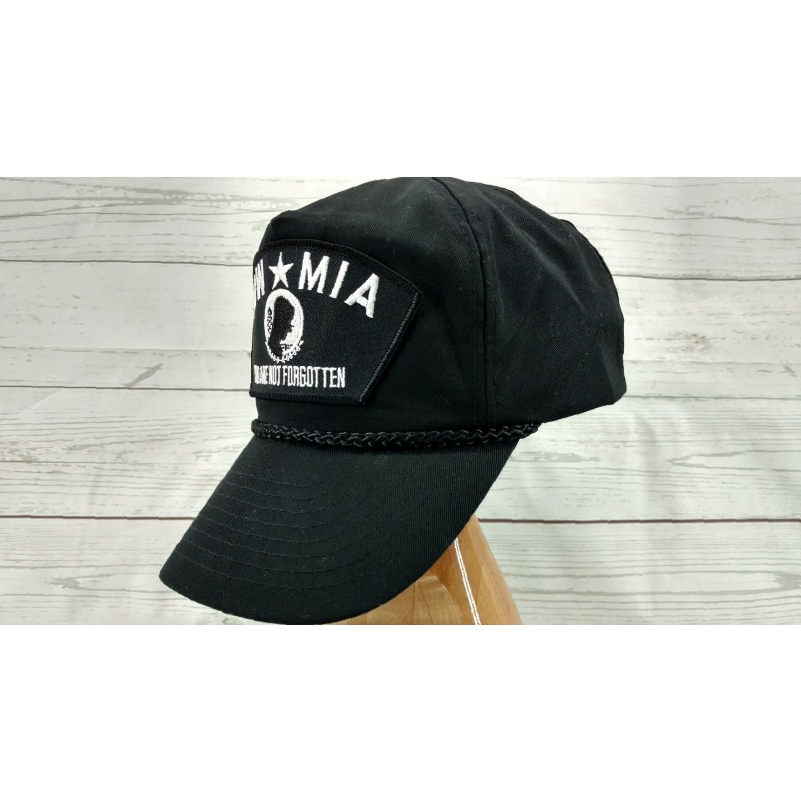 Vintage VINTAGE POW MIA Hat Snapback Cap Military You Are Not Forgotten Patch Men Adult Black 5 Panel Adjustable Nissun Size ONE SIZE - 3 Thumbnail