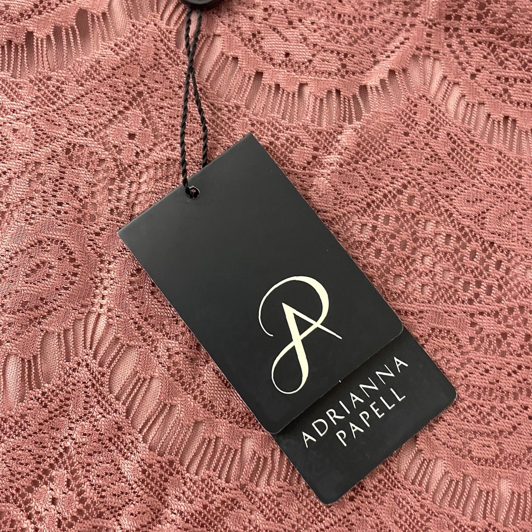 Adrianna Papell Adrianna Papell Blouse Knit 3/4 Sleeve Pink Women's Small Mauve Tailored Pattern Scallop Lace Shirt Womens Size S / US 4 / IT 40 - 2 Thumbnail