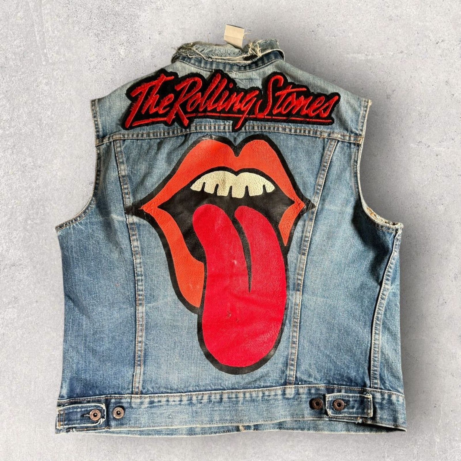 MadeWorn MadeWorn I Got Stoned Rolling Stones Denim Vest Jacket Rare Size US L / EU 52-54 / 3 - 2 Thumbnail