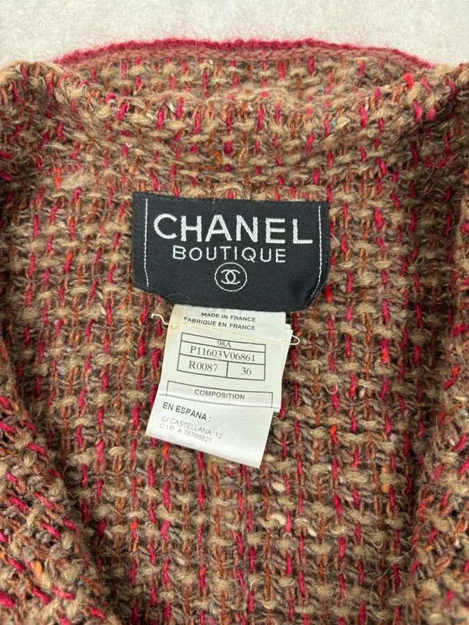 Chanel Chanel Burgundy Wool Tweed Contrast Trim Blazer Size S / US 4 / IT 40 - 11 Thumbnail
