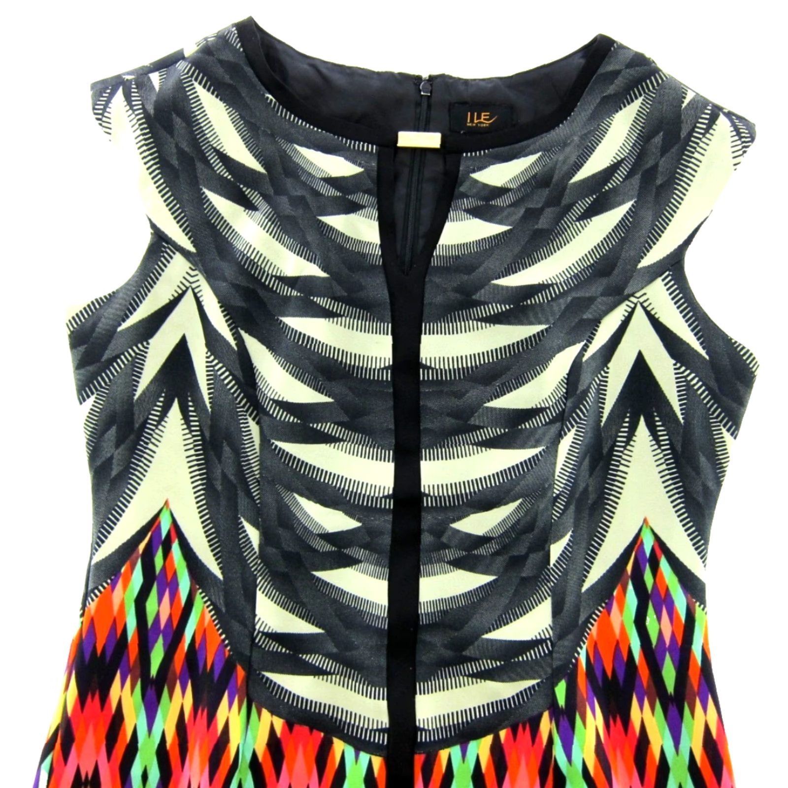 Pinko ILE New York Dress Geometric Sleeveless Tank Tunic Shift 12 Black Pink Green Size XL / US 12-14 / IT 48-50 - 4 Thumbnail