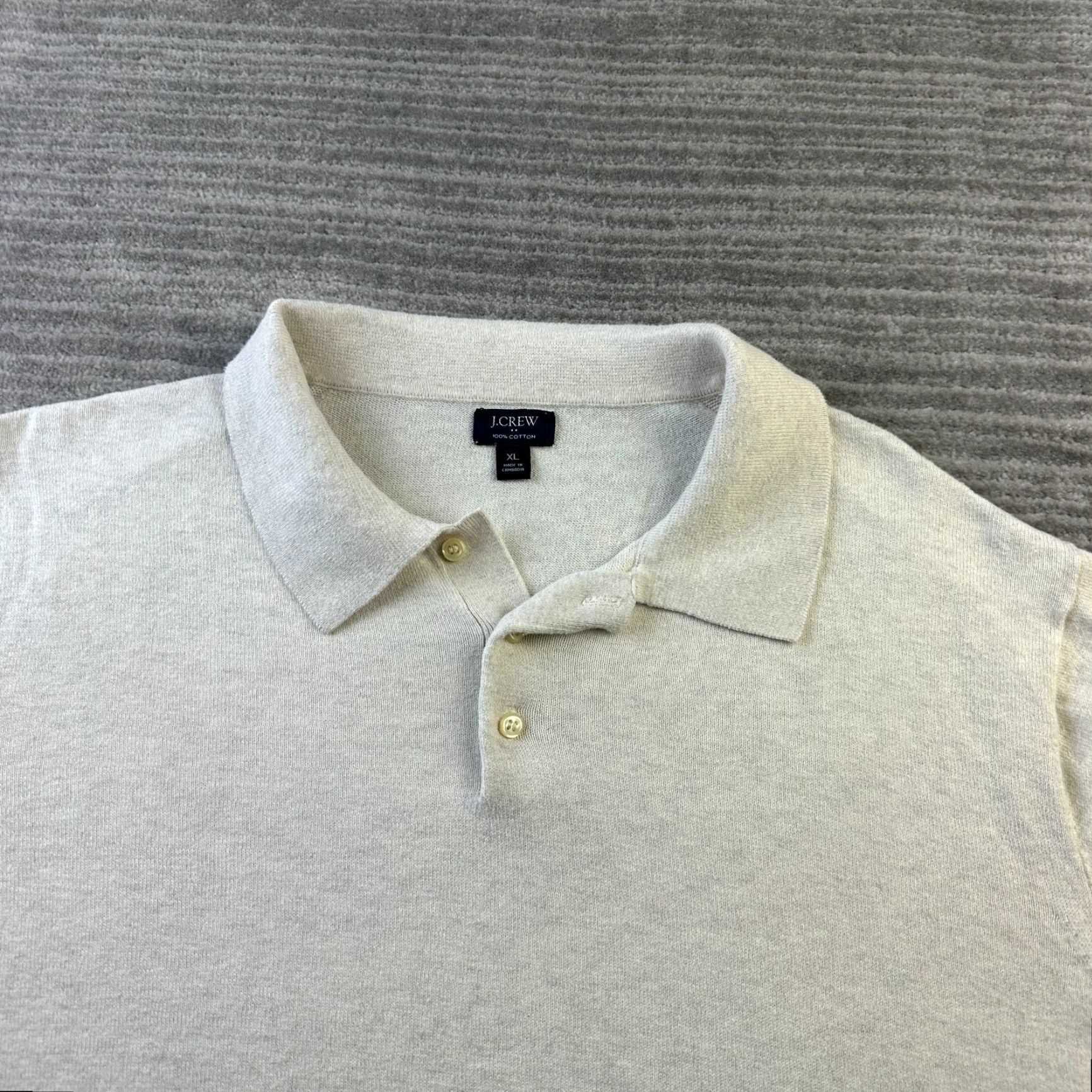 J.Crew J.CREW Polo Shirt Mens XL Beige Knit Cotton Short Sleeve Collared Button Vintage? No. Size US XL / EU 56 / 4 - 3 Thumbnail