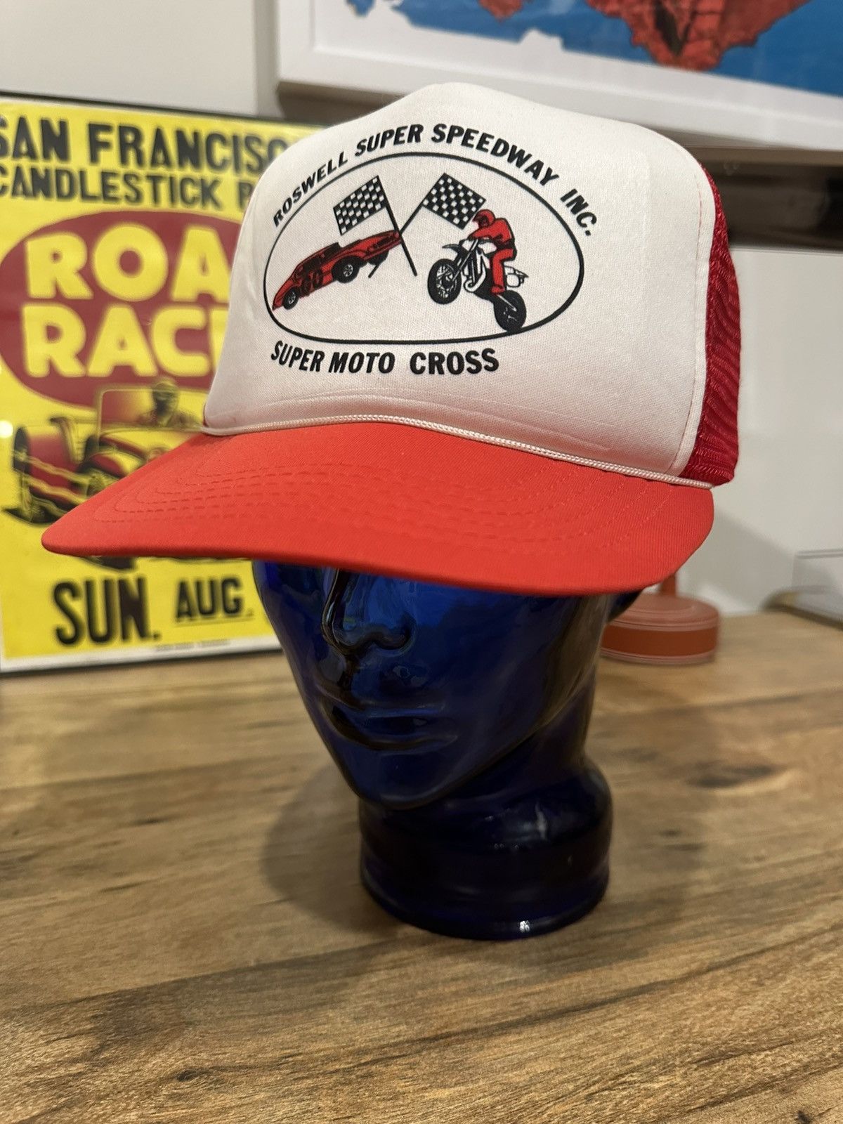 Vintage Vintage Moto Cross Roswell Super Speedway Trucker Hat Size ONE SIZE - 2 Thumbnail