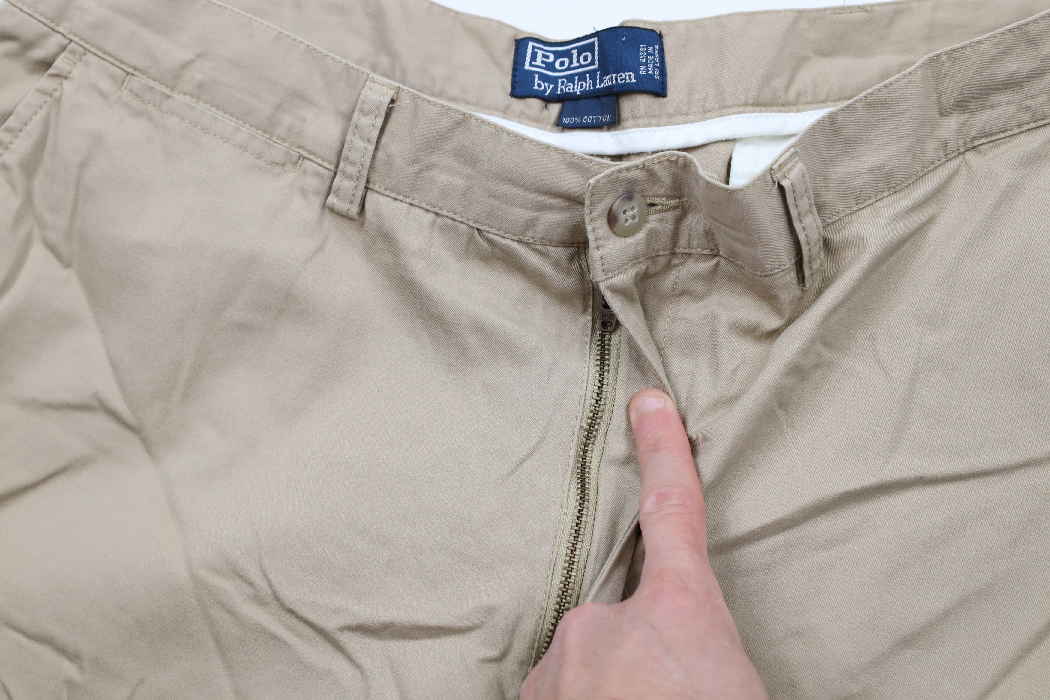 Ralph Lauren × Vintage Vintage 90s Ralph Lauren Front Above Knee Chino Shorts Beige Size US 36 / EU 52 - 5 Thumbnail