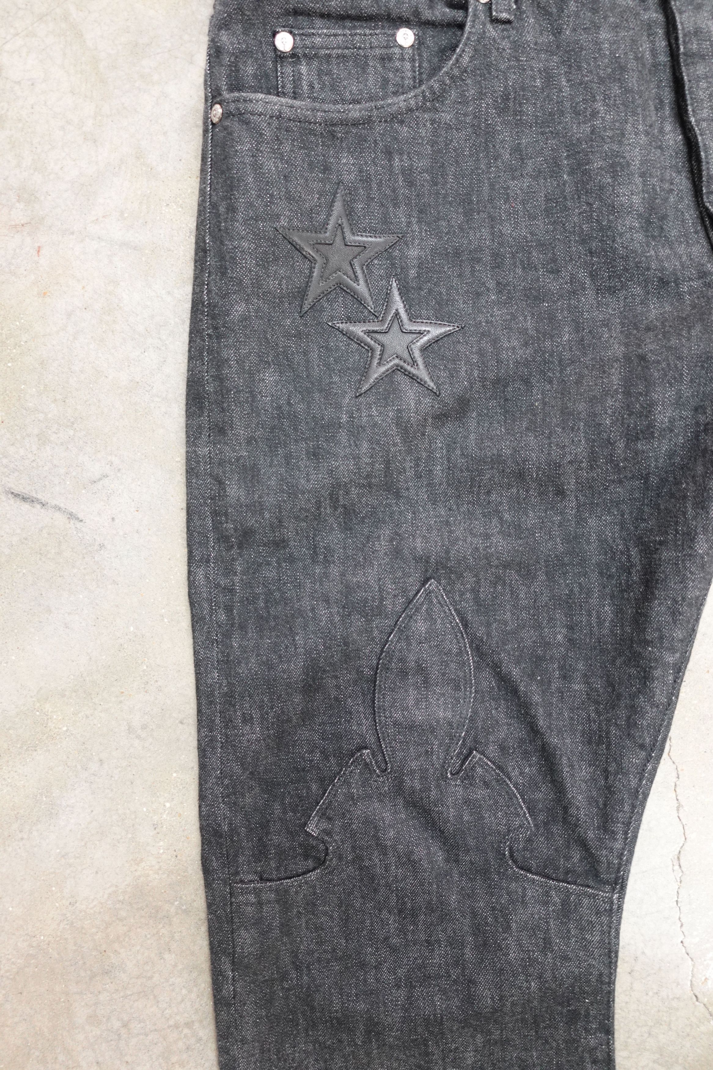 Chrome Hearts CHROME HEARTS FLEUR KNEE STAR PATCH JEANS BLACK Size US 38 / EU 54 - 4 Thumbnail