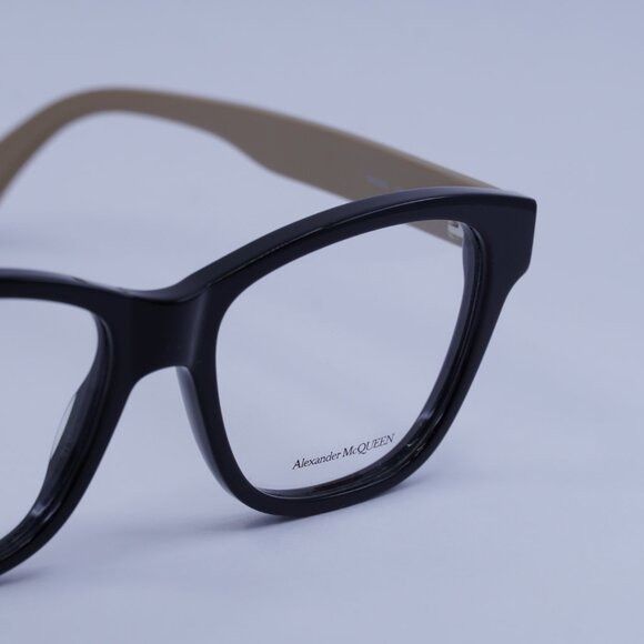 Alexander McQueen Alexander McQueen AM0306O 004 Eyeglasses Black/Brown 52mm Size ONE SIZE - 2 Thumbnail