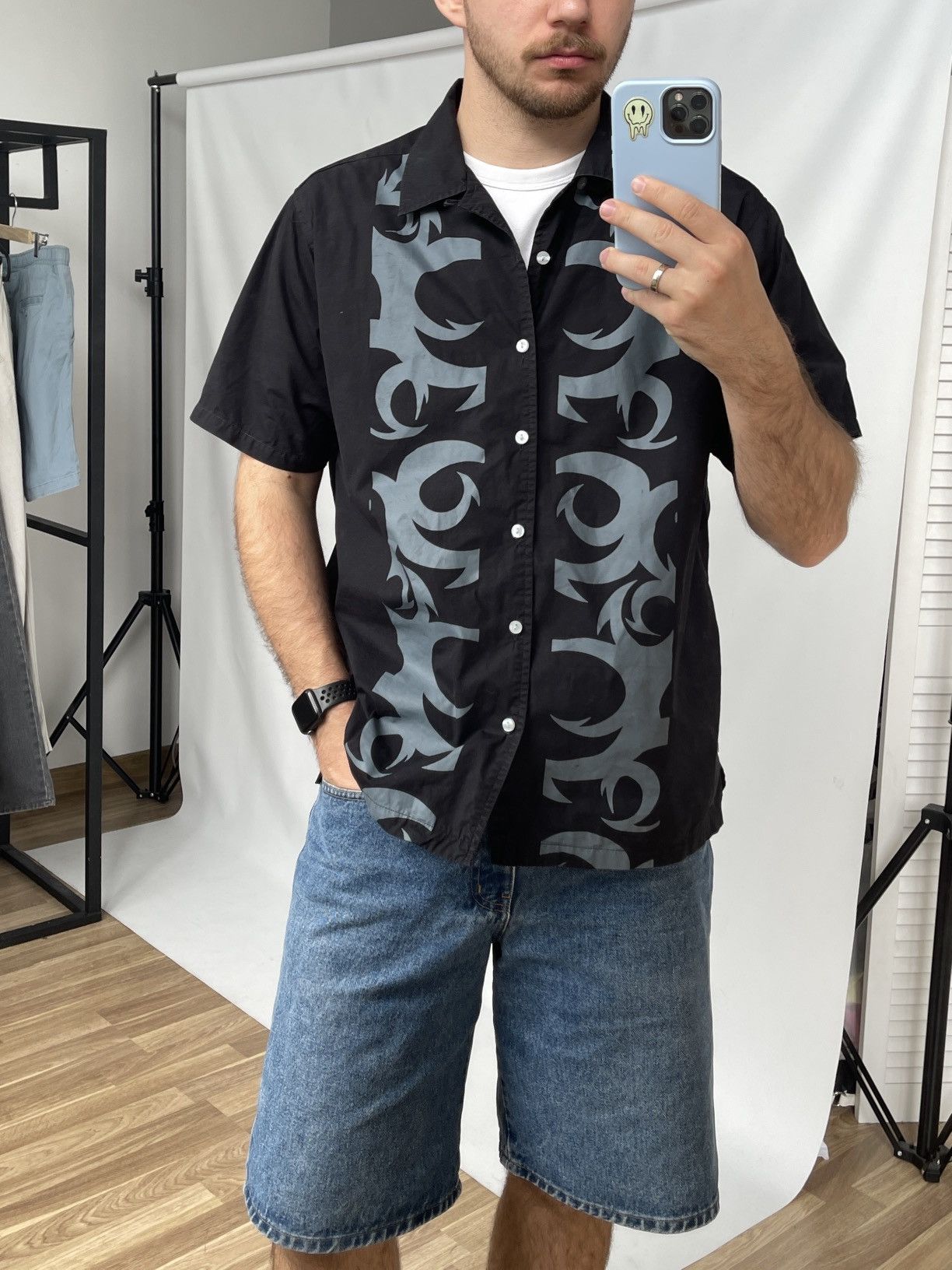Other ALINGHI Mens Black Short Sleeve Cotton Vintage Shirt Size L Size US L / EU 52-54 / 3 - 1 Thumbnail
