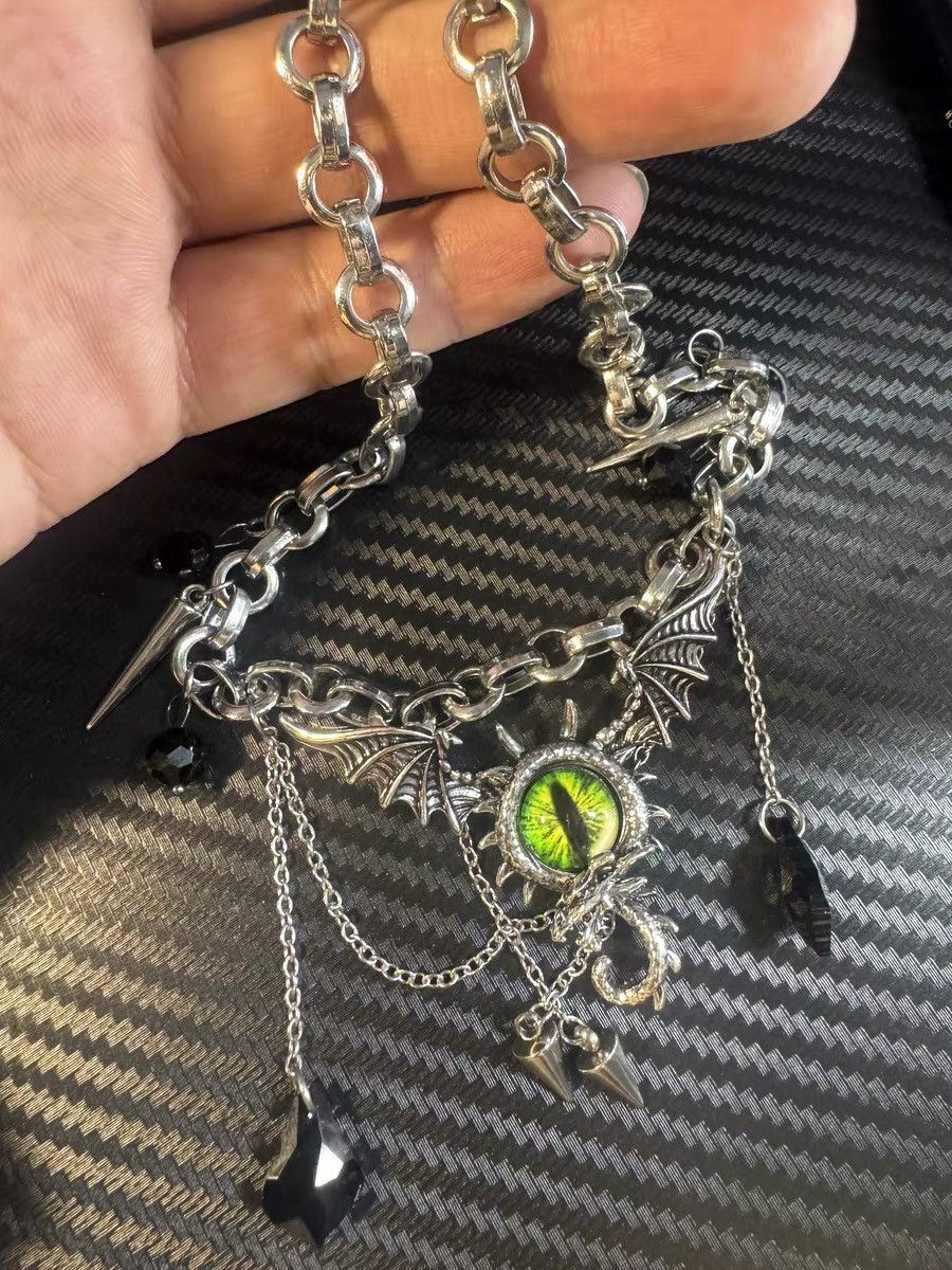 Japanese Brand × Jewelry Retro streetwear punk evil eye rivet spike chain necklace Size ONE SIZE - 5 Thumbnail