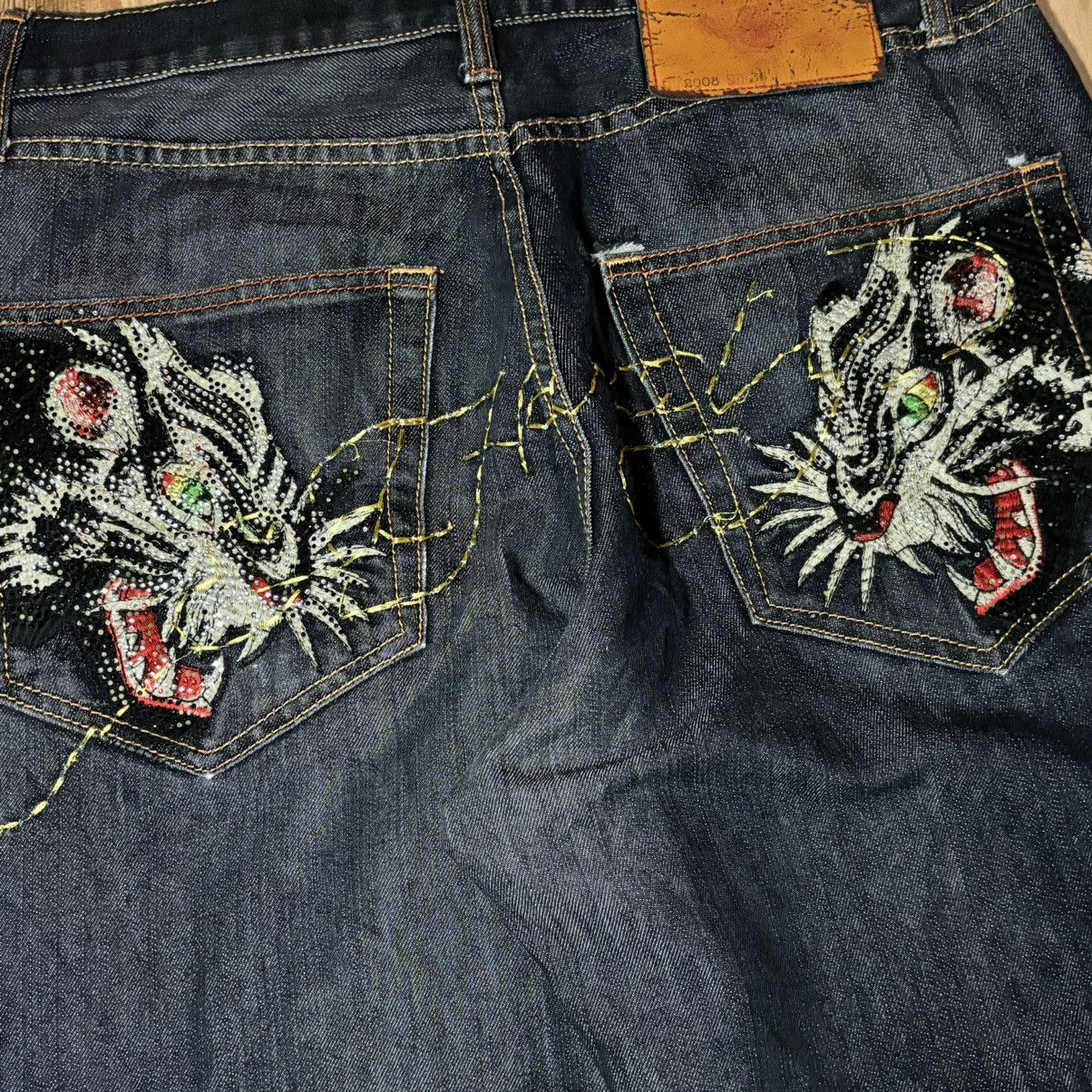 Christian Audigier × Ed Hardy Vintage 00s Edhardy Spell Out Tiger Leopard Jeans Size US 36 / EU 52 - 5 Thumbnail