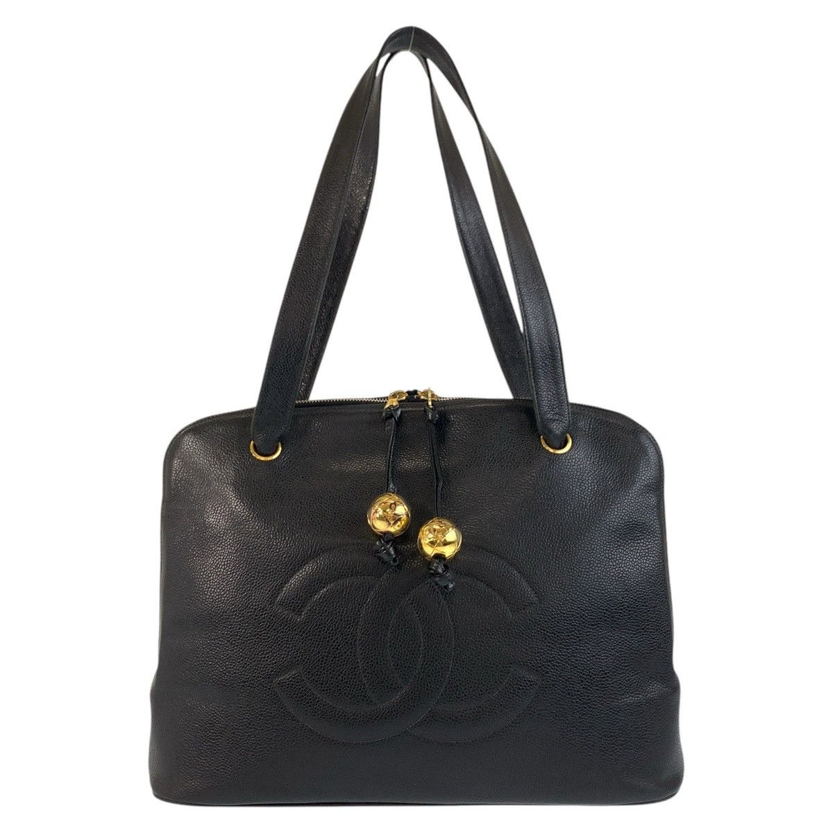 Chanel Chanel Caviar Skin Coco Mark 2Way Bag Leather Shoulder Bag in Black, Women's