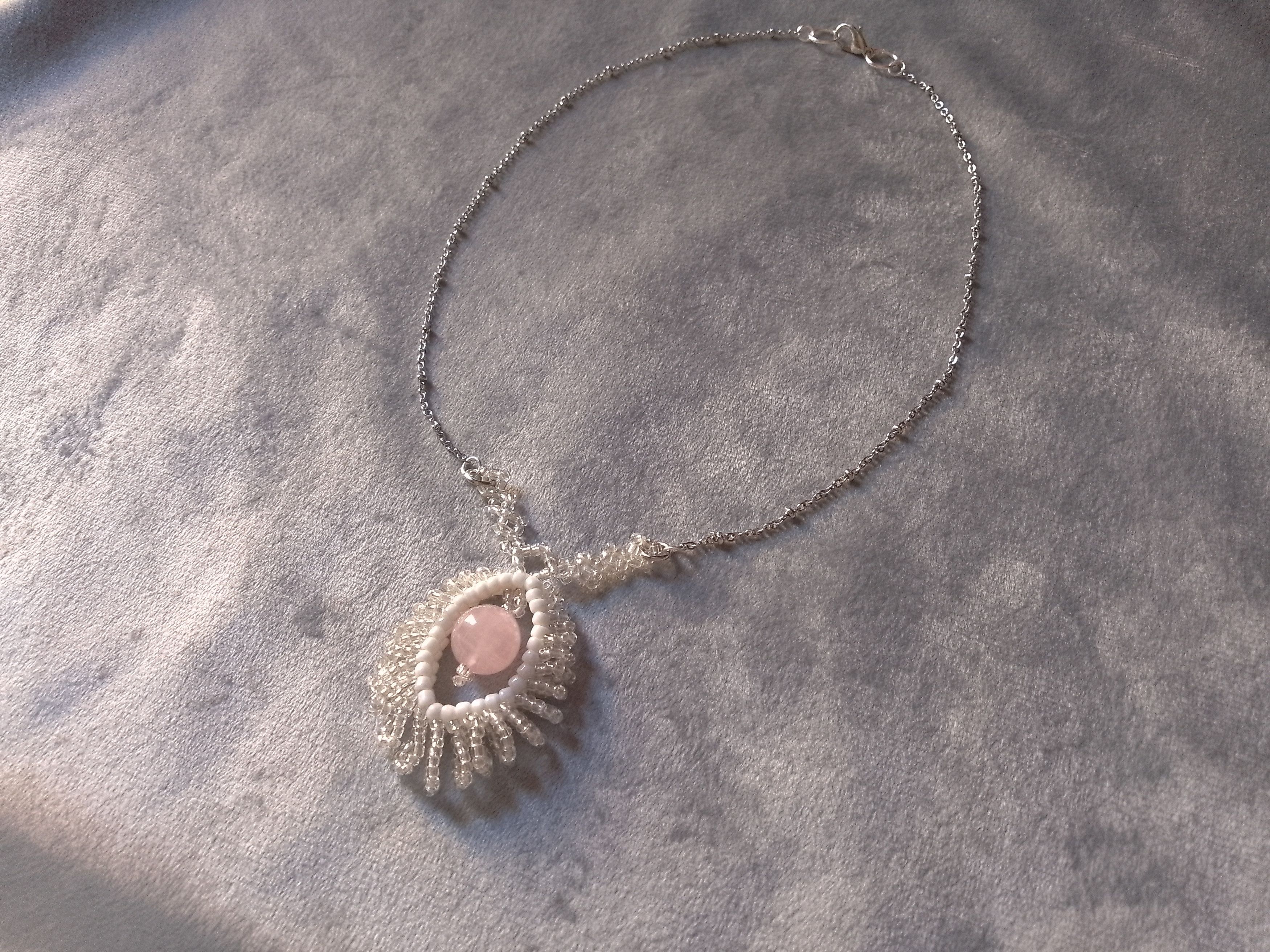 Handmade Necklace Rose quartz pendant chakra Crystaltherapy Size ONE SIZE - 6 Thumbnail