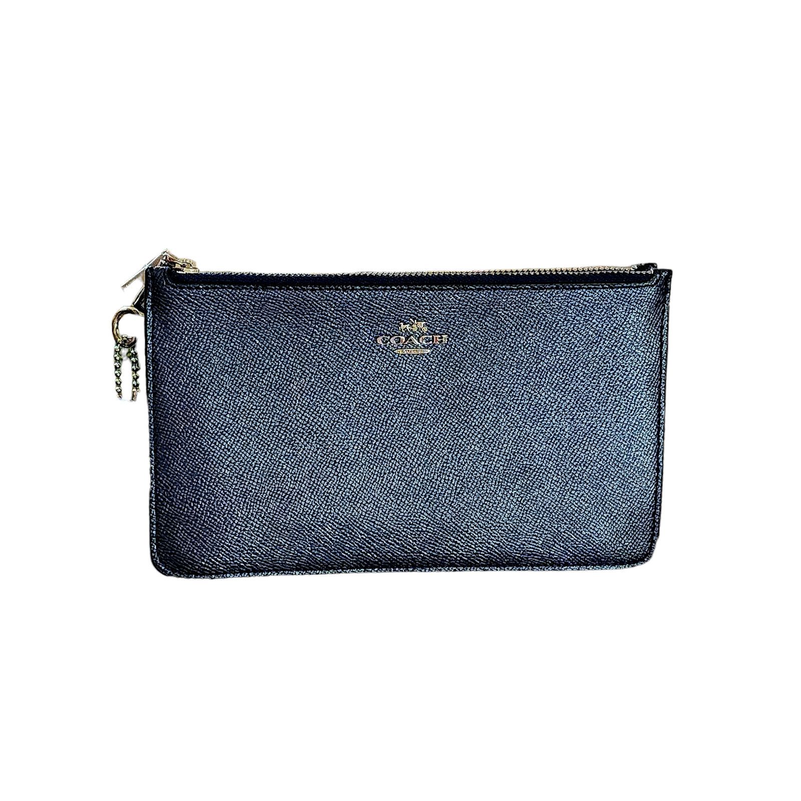 Coach Double Zip Wallet Clutch In blue Metallic Caviar Leather Size ONE SIZE - 1 Thumbnail